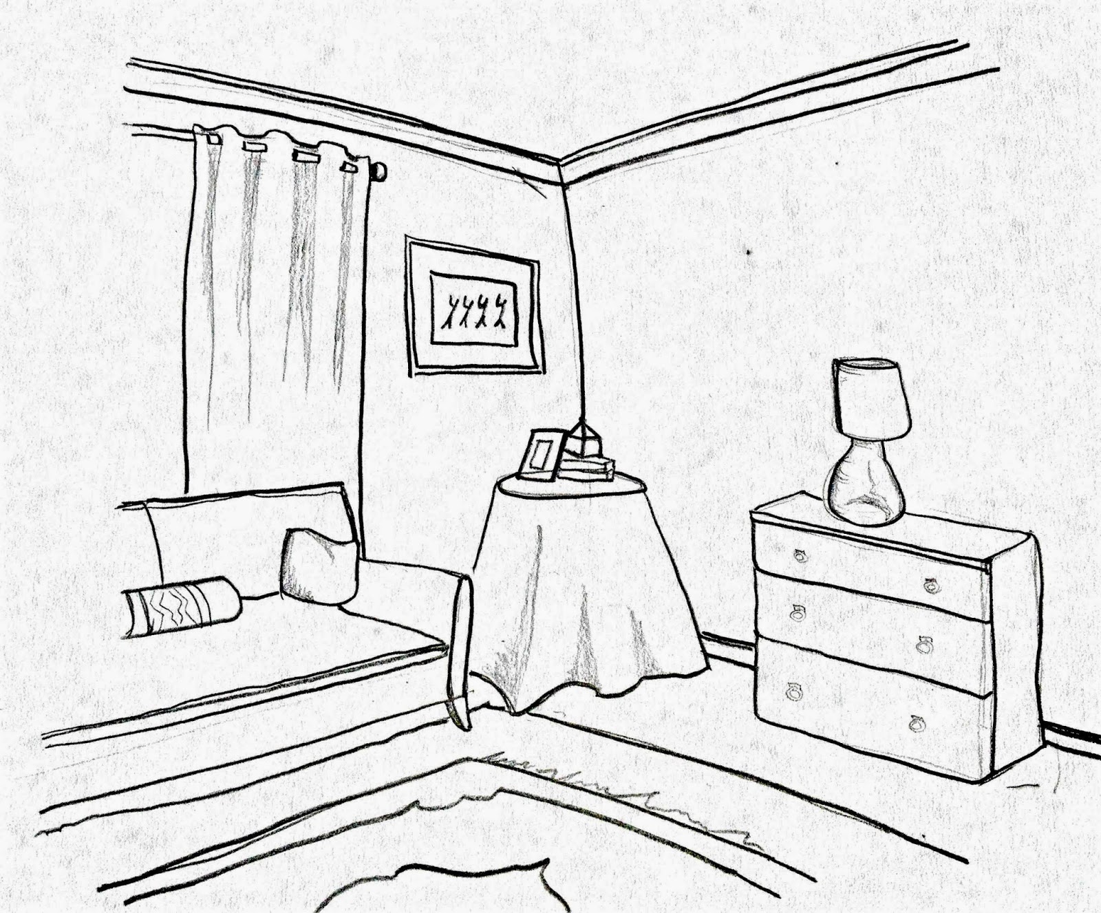 Рисунок комнаты 7 класс легко. Интерьер комнаты рисунок. Рисунки комнаты для срисовки легкие. Комната рисунок карандашом. Рисунок комнаты с мебелью.